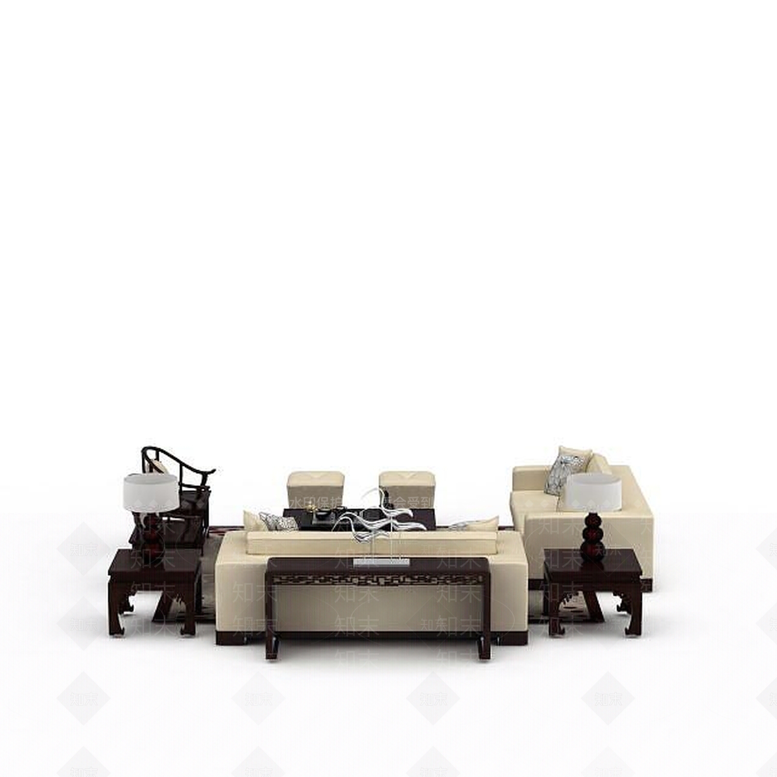 现代双人沙发3D模型下载【ID:1196222779】