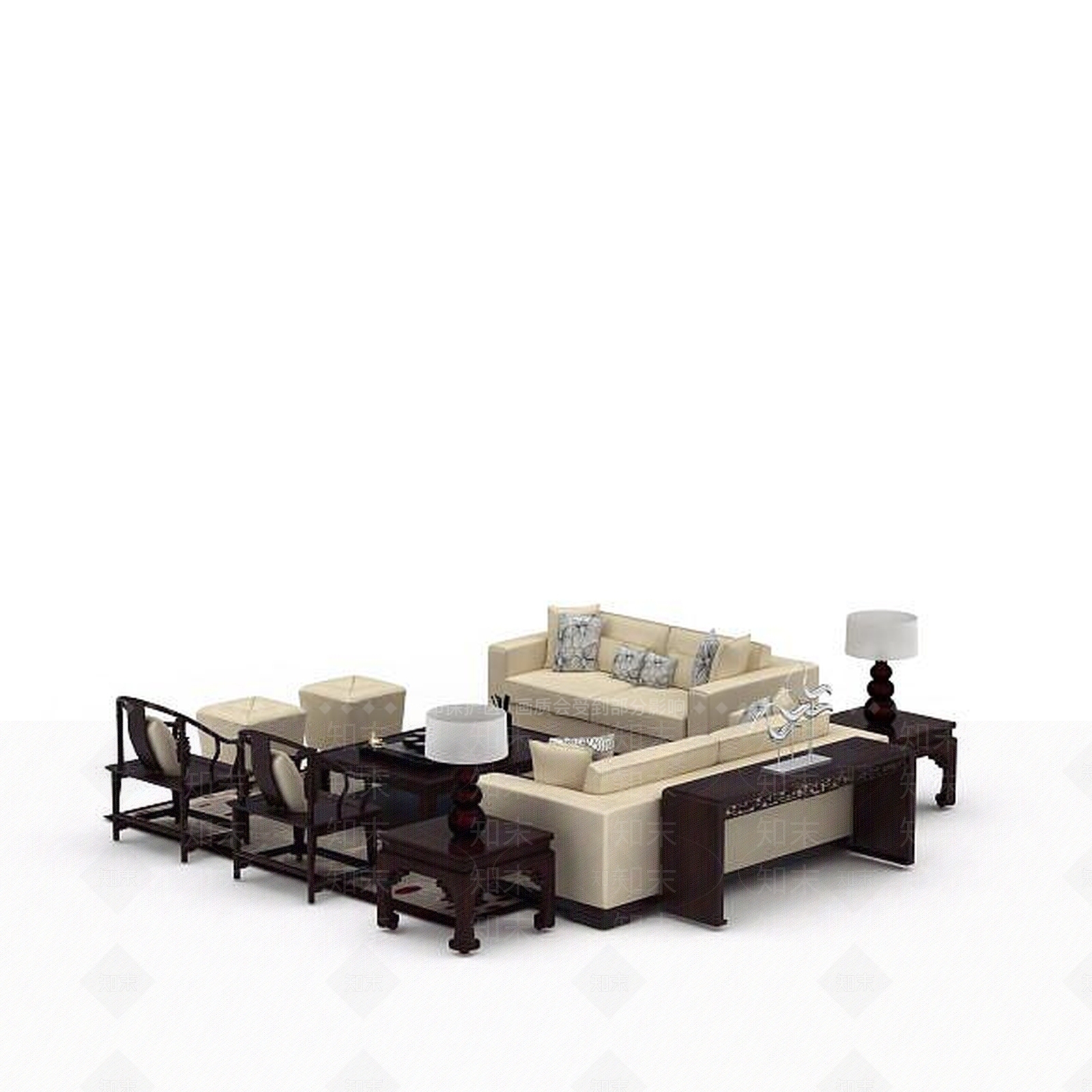 现代双人沙发3D模型下载【ID:1196222779】