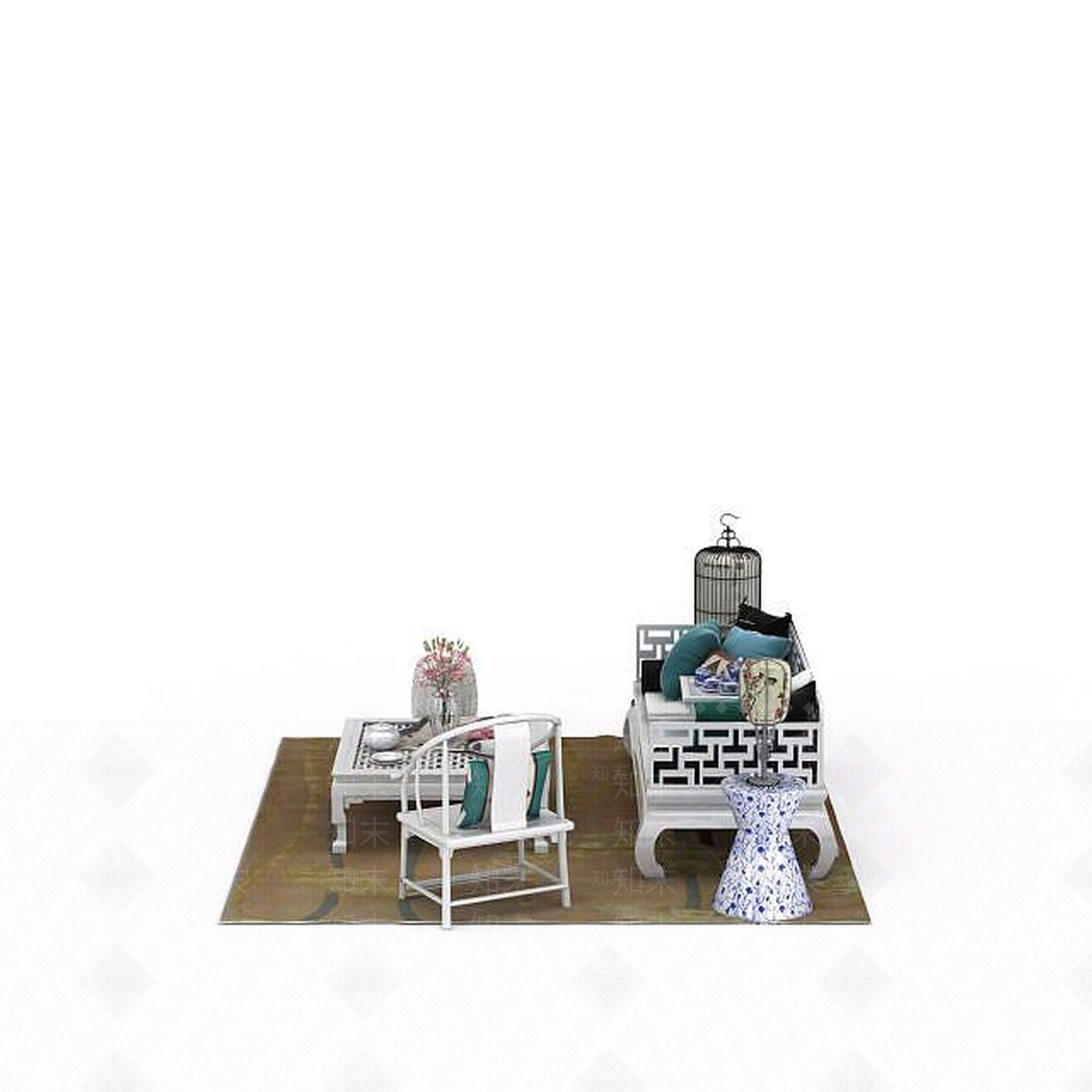 现代双人沙发3D模型下载【ID:1196223150】