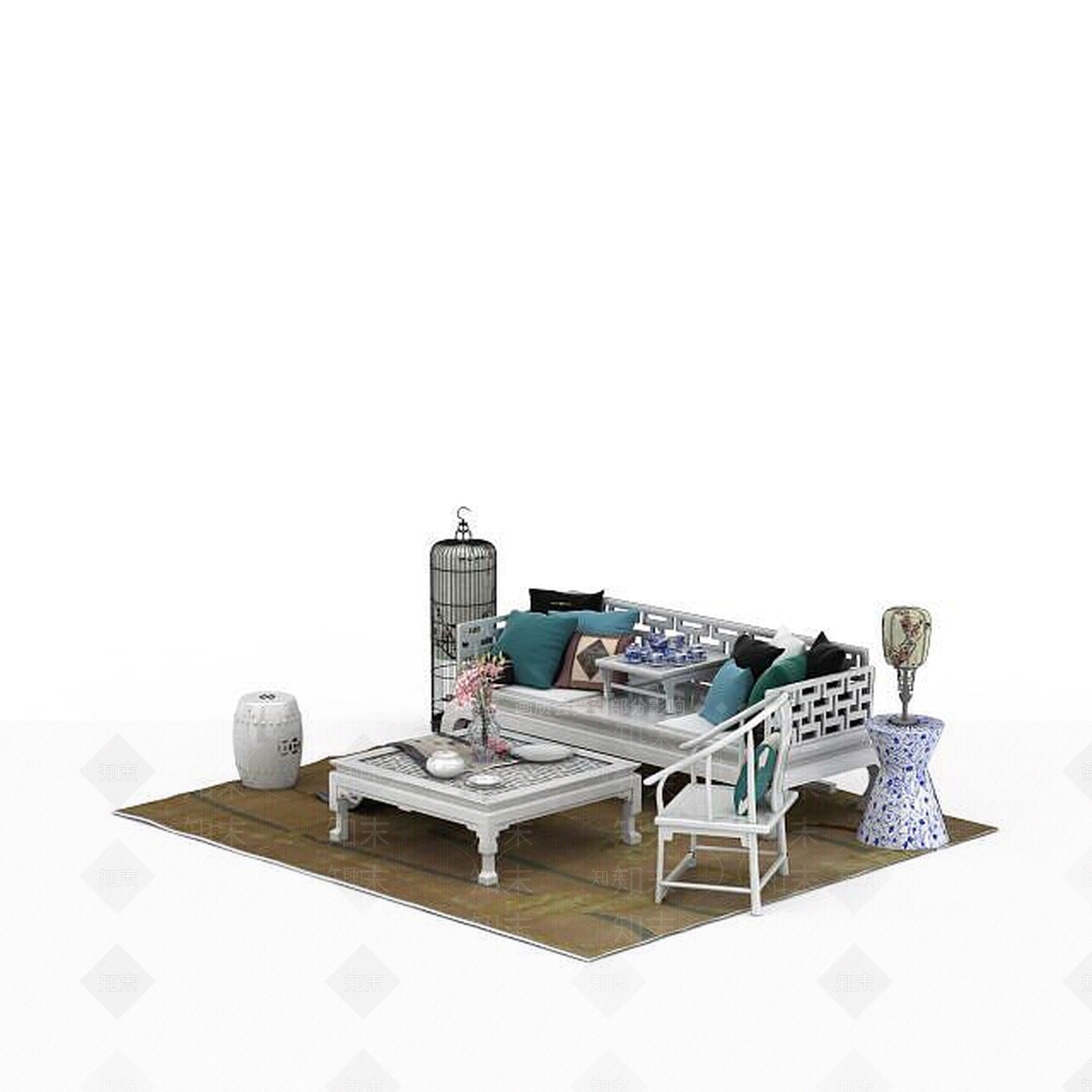 现代双人沙发3D模型下载【ID:1196223150】