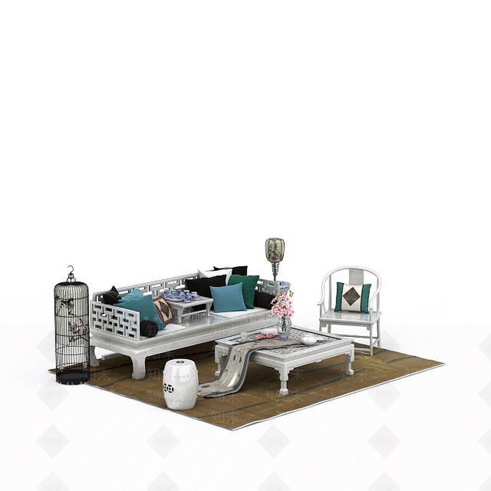 现代双人沙发3D模型下载【ID:1196223150】