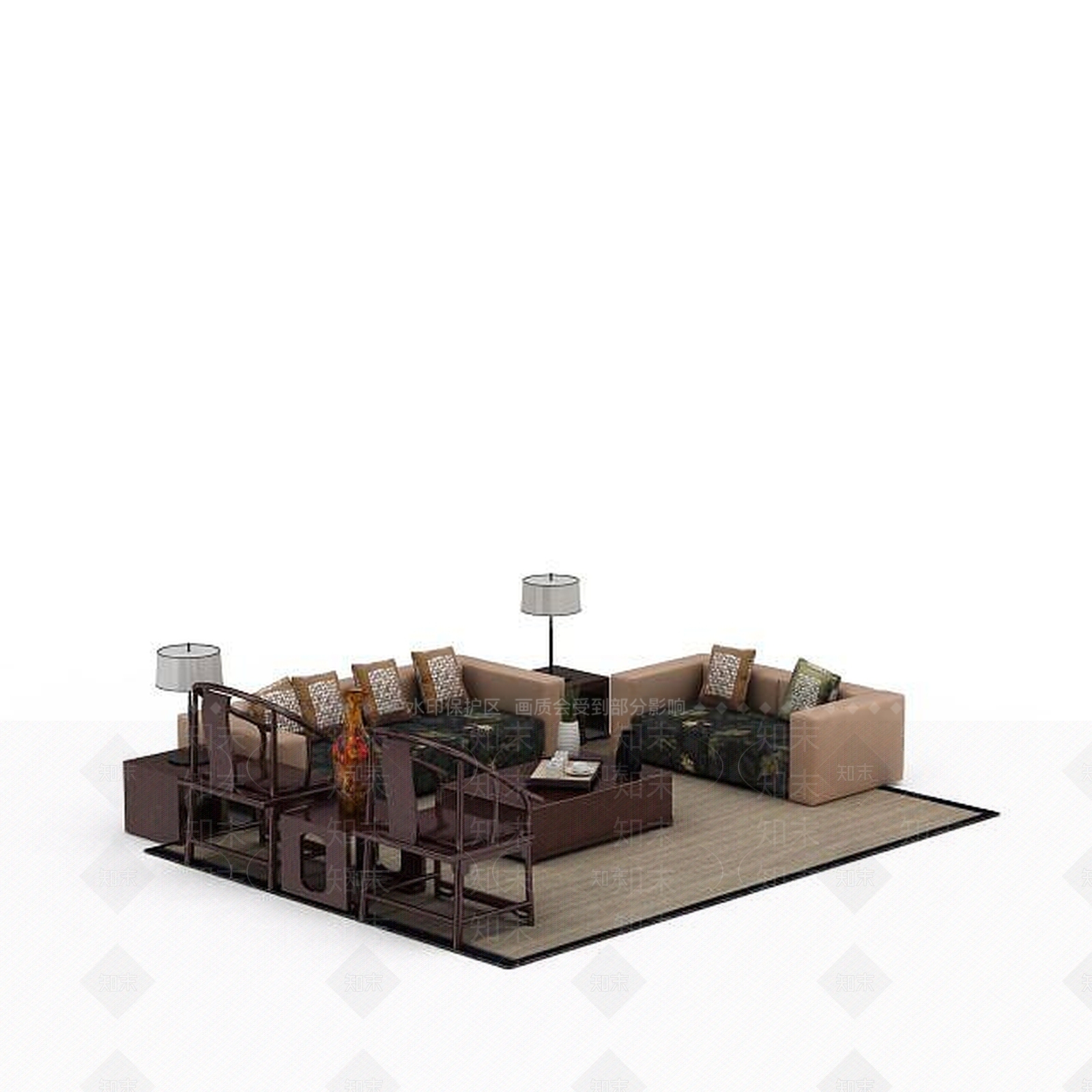 现代双人沙发3D模型下载【ID:1196223175】