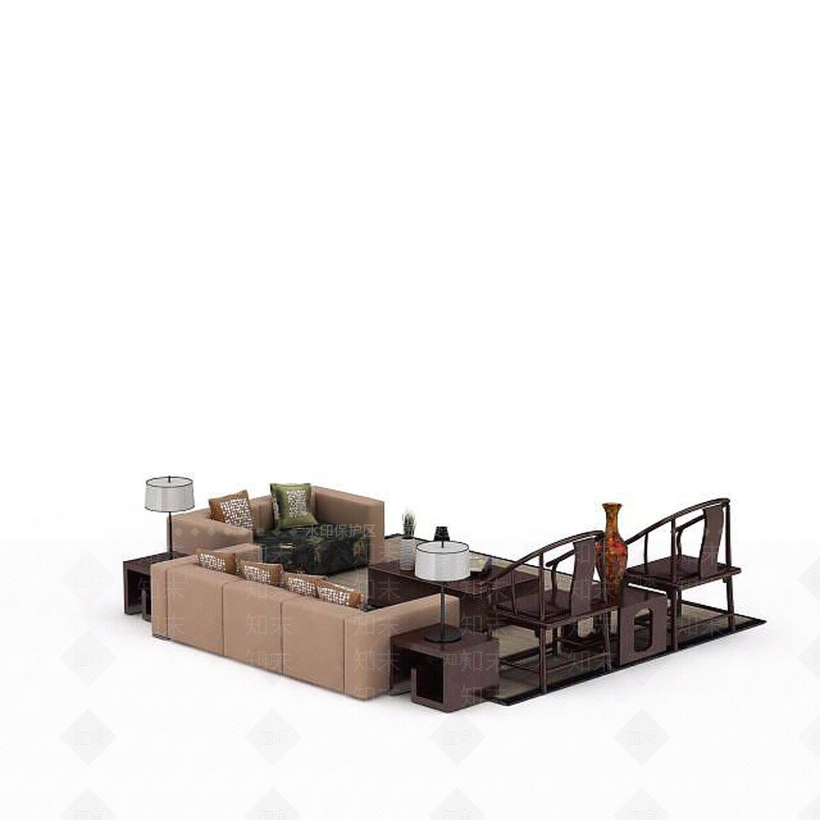 现代双人沙发3D模型下载【ID:1196223175】