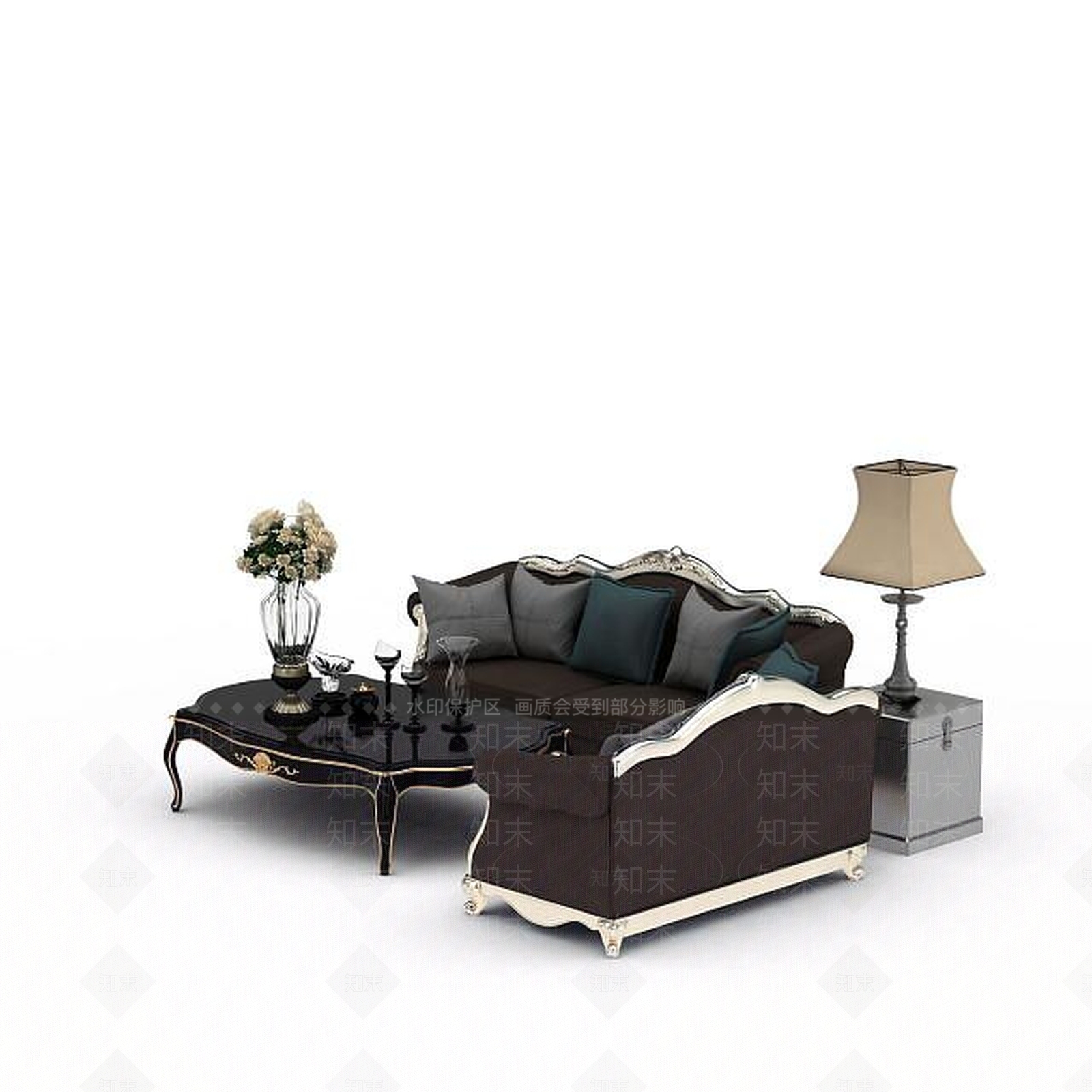 现代双人沙发3D模型下载【ID:1196223290】