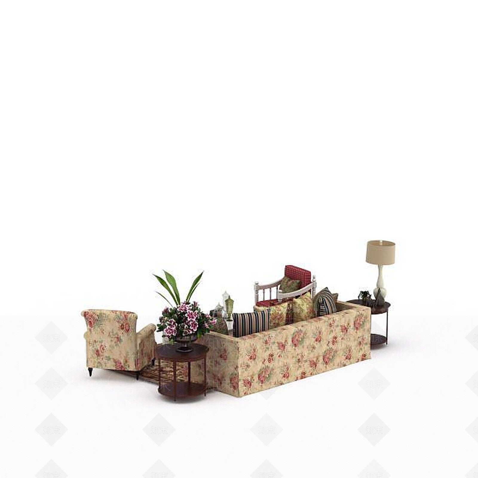 现代双人沙发3D模型下载【ID:1196223232】