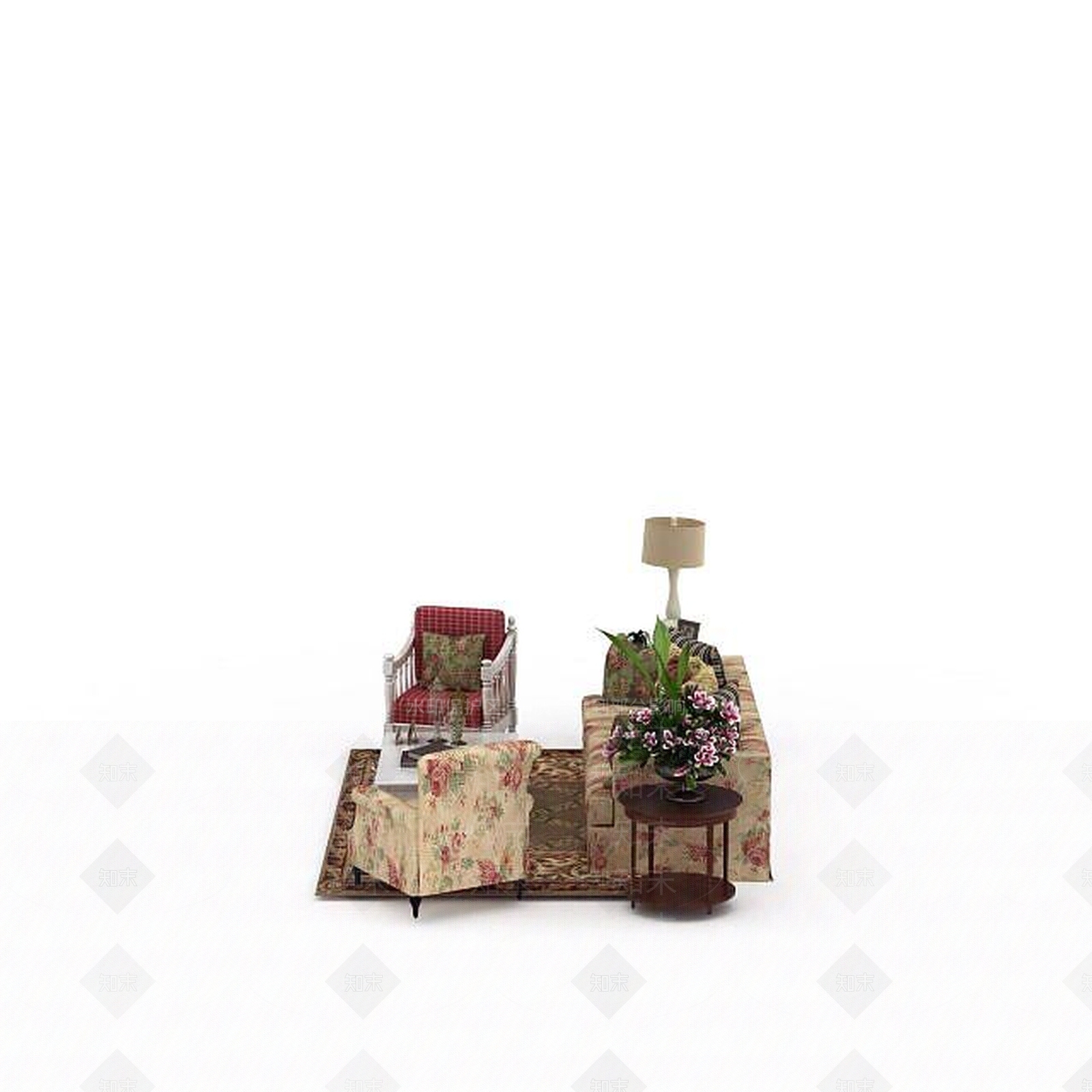 现代双人沙发3D模型下载【ID:1196223232】