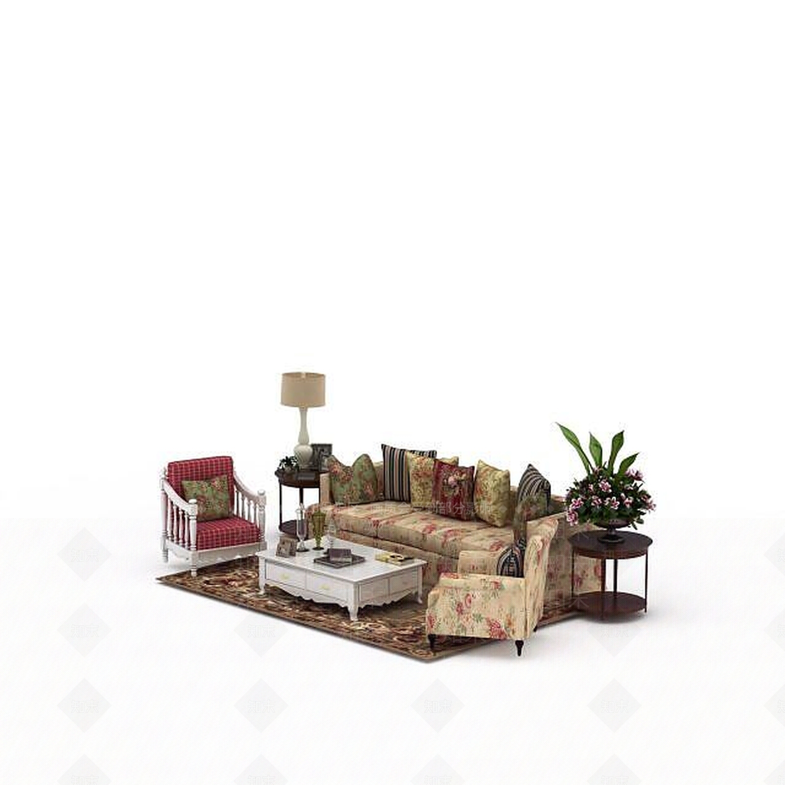 现代双人沙发3D模型下载【ID:1196223232】