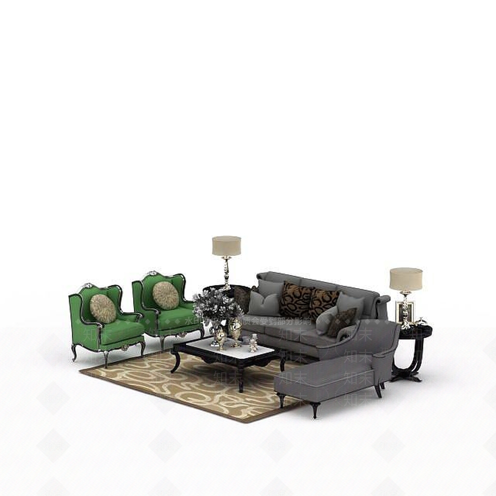 现代双人沙发3D模型下载【ID:1196223256】