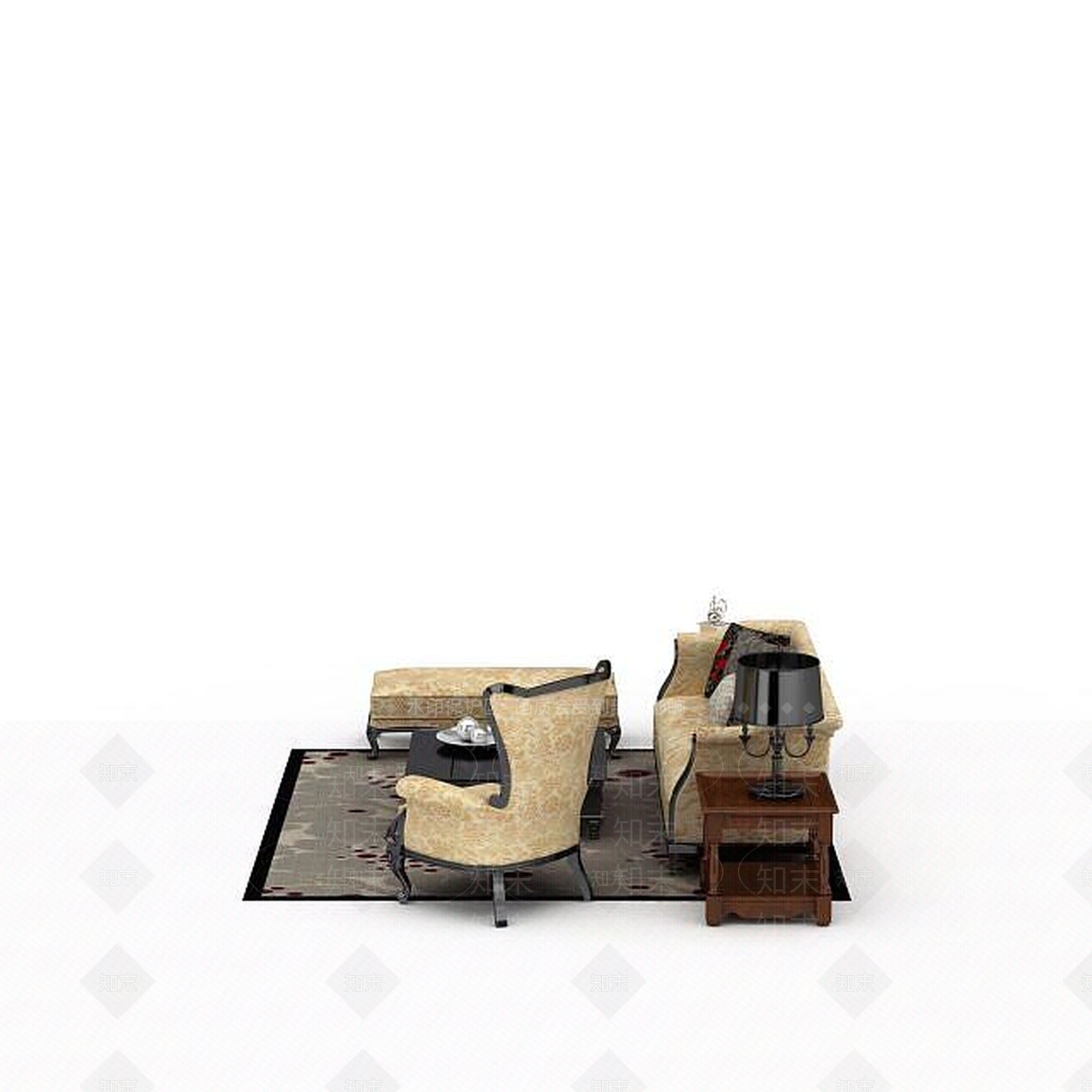 现代双人沙发3D模型下载【ID:1196223321】