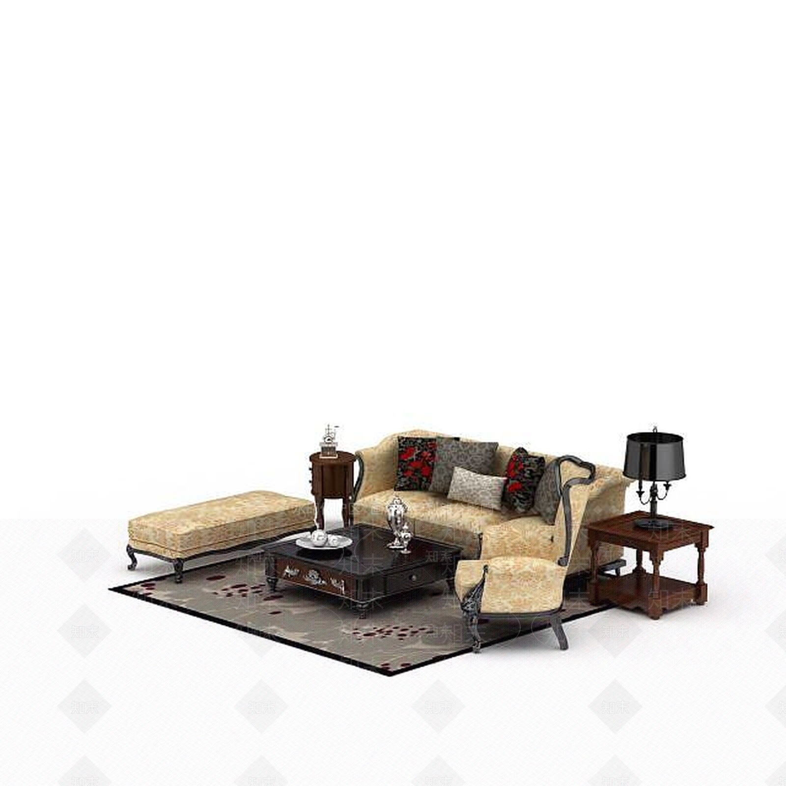 现代双人沙发3D模型下载【ID:1196223321】