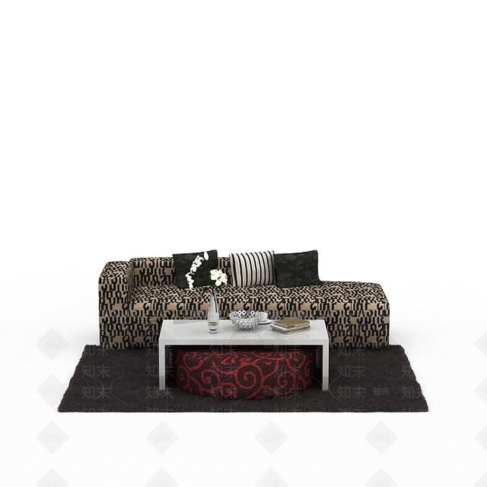 现代双人沙发3D模型下载【ID:1196223796】