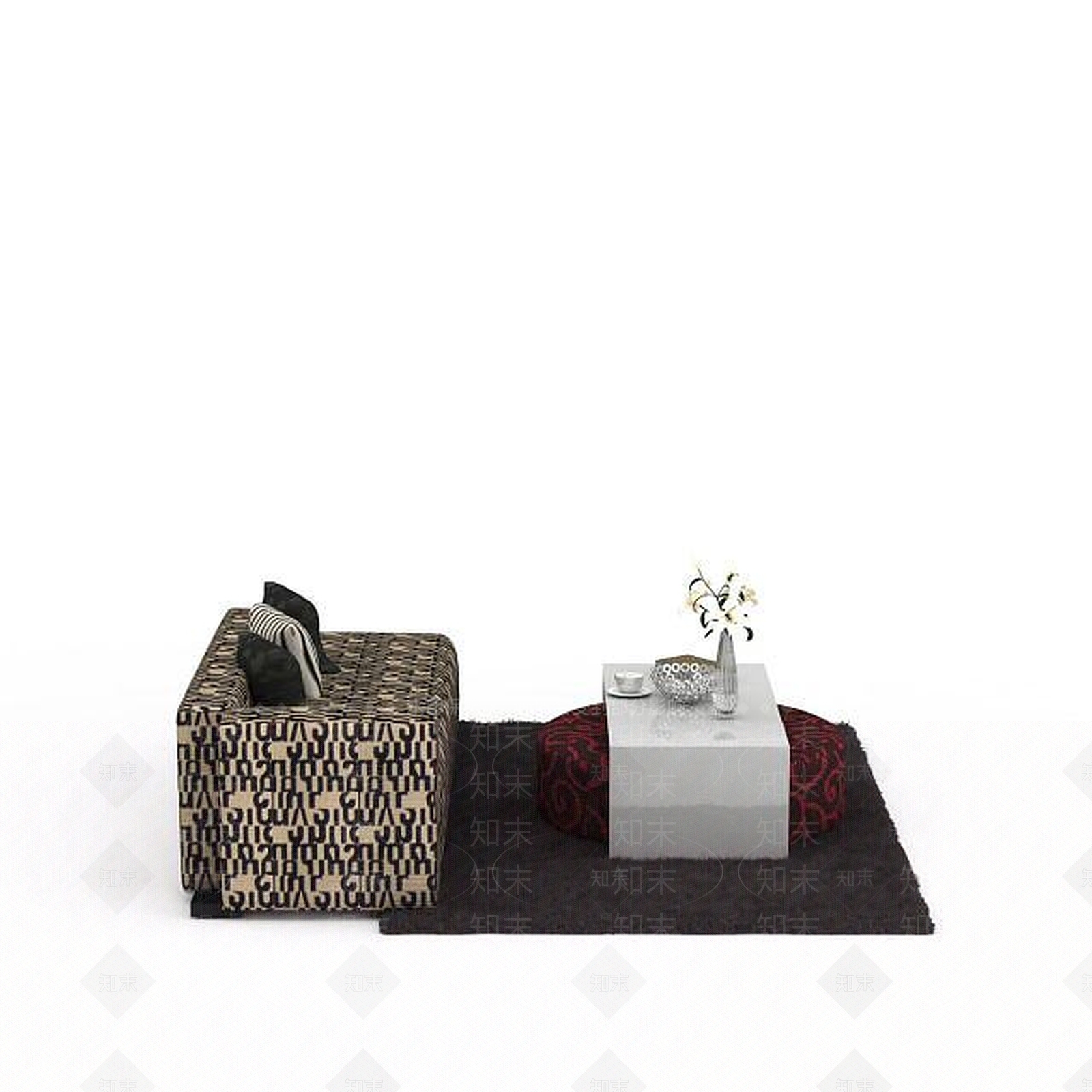 现代双人沙发3D模型下载【ID:1196223796】