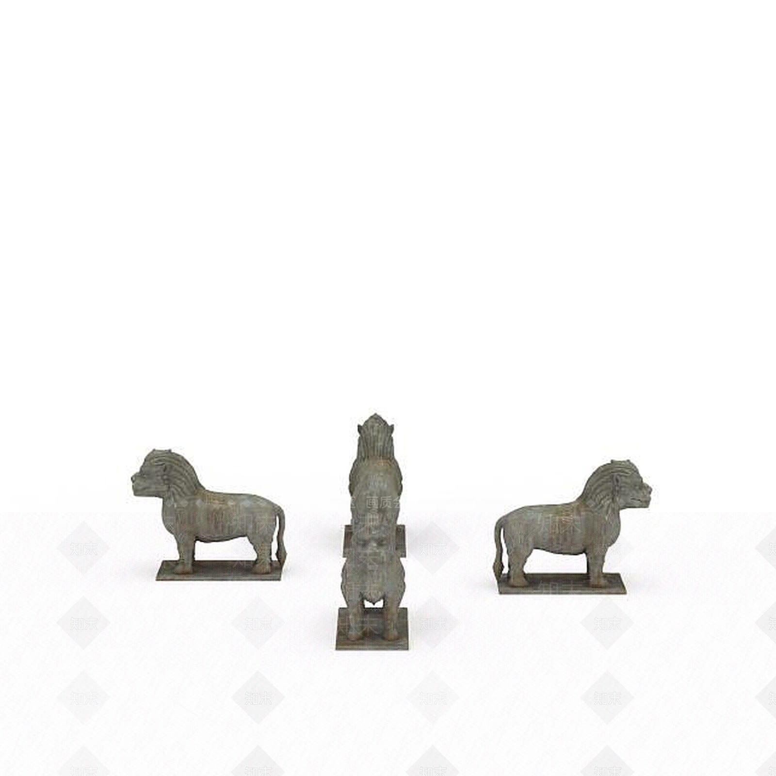 现代摆件组合狮子雕塑3D模型下载【ID:1196226103】