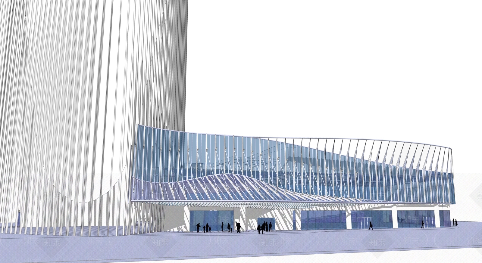 现代极简商场建筑SU模型下载【ID:1196231191】