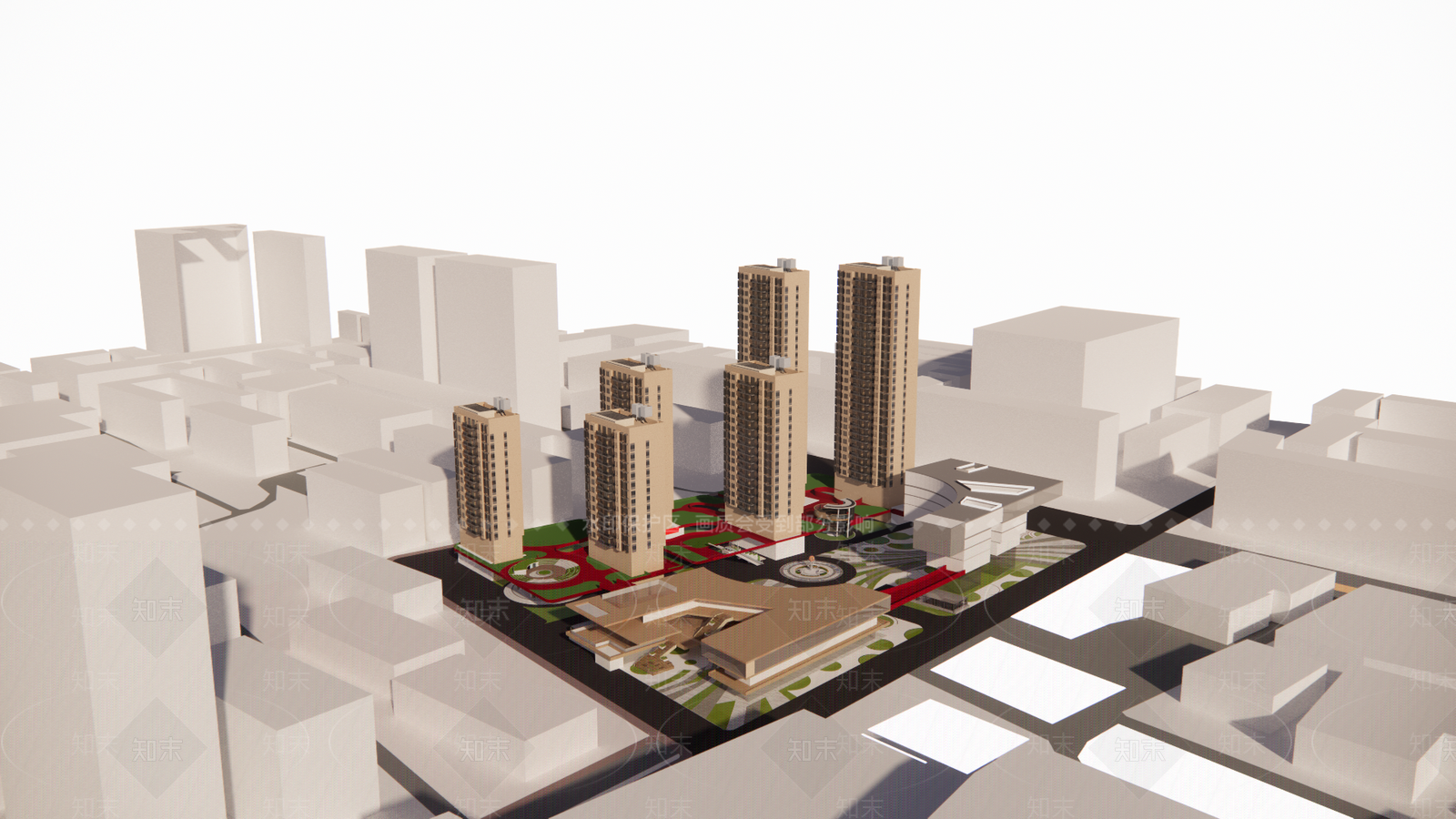 现代简约小区建筑SU模型下载【ID:1196231914】