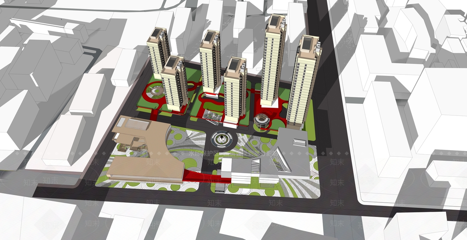 现代简约小区建筑SU模型下载【ID:1196231914】
