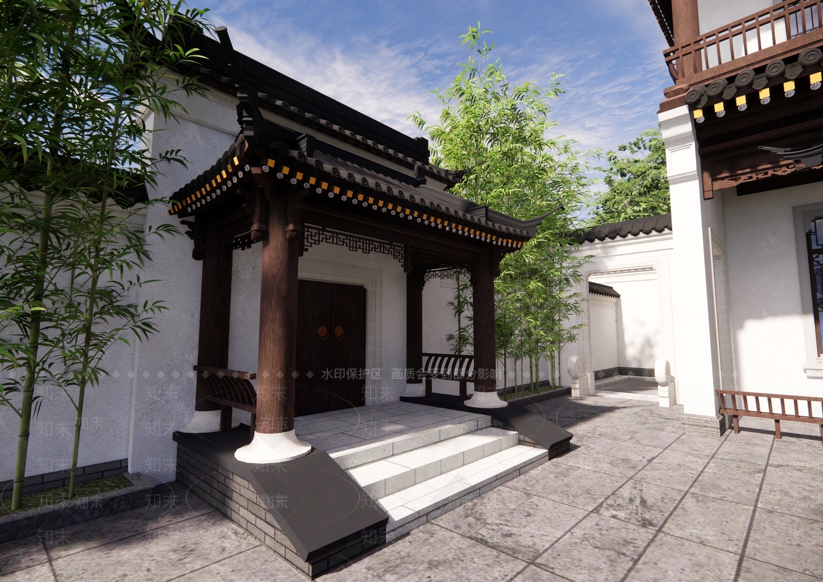 中式中古古建筑SU模型下载【ID:1196231978】
