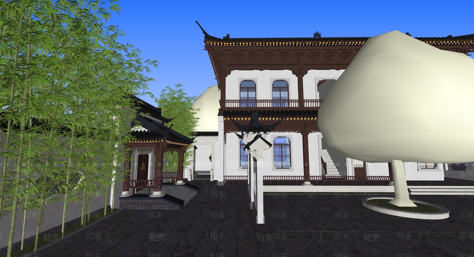 中式中古古建筑SU模型下载【ID:1196231978】