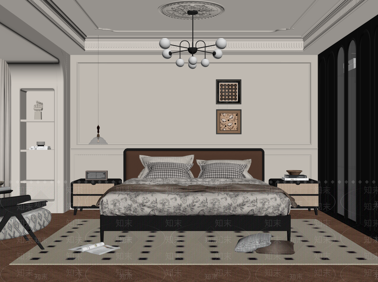 方格装饰画挂画SU模型下载【ID:1227387888】