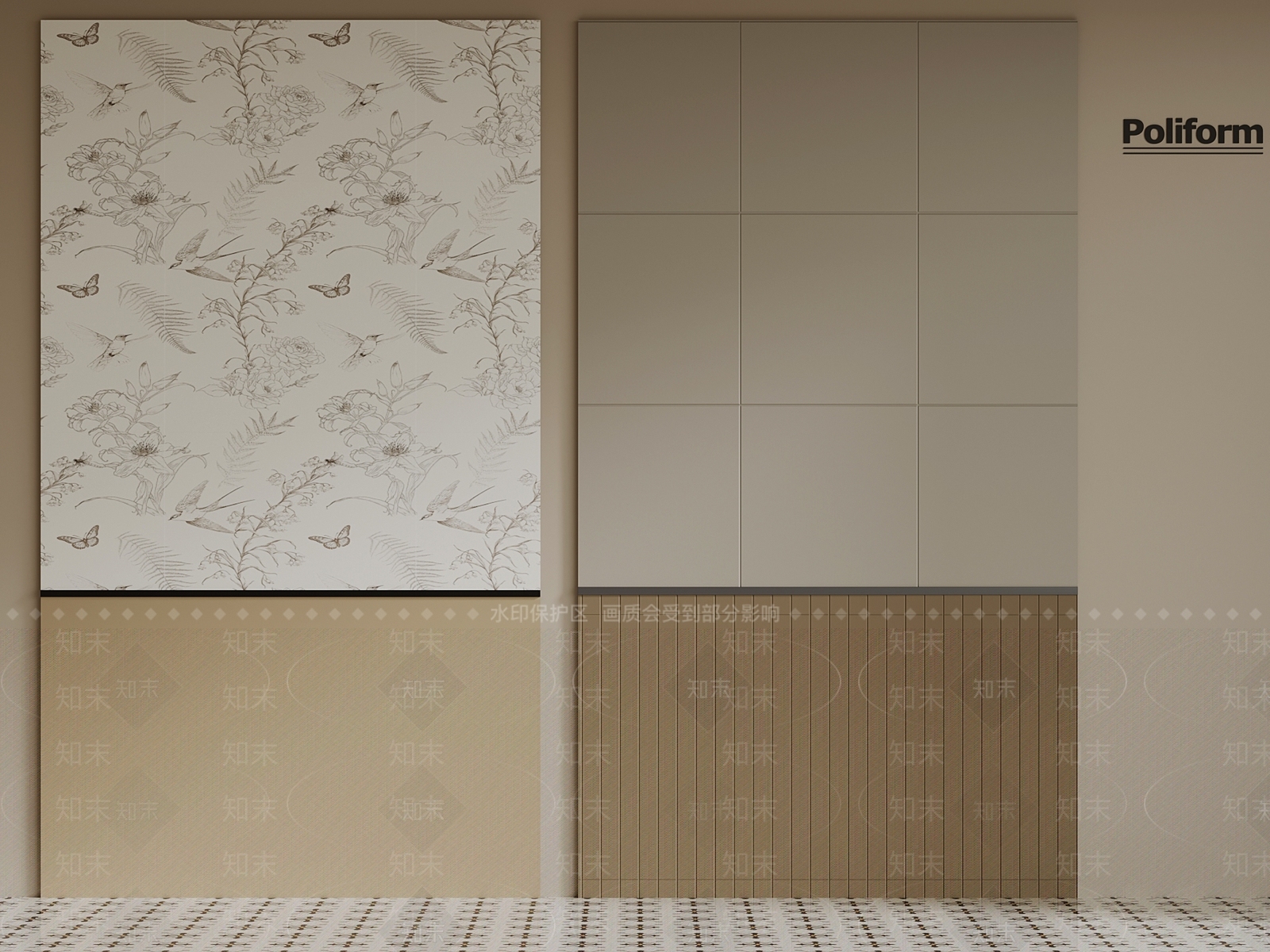 法式其他墙面3D模型下载【ID:1196236357】