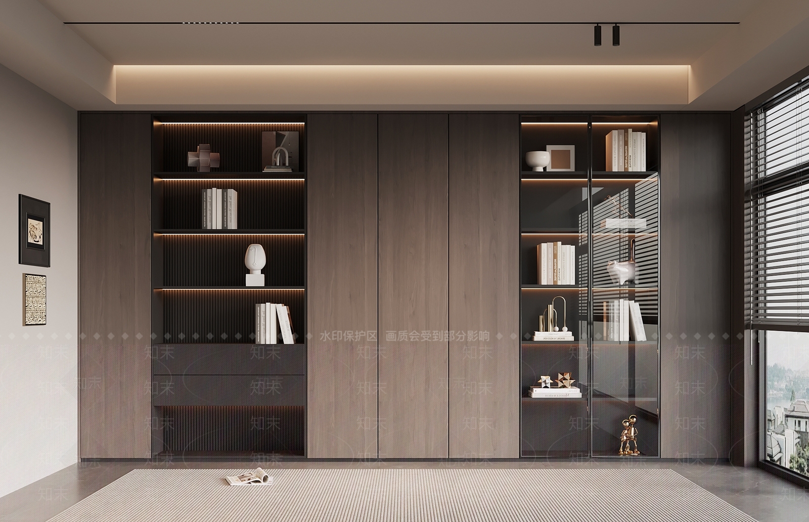 现代意式书柜3D模型下载【ID:1196237839】