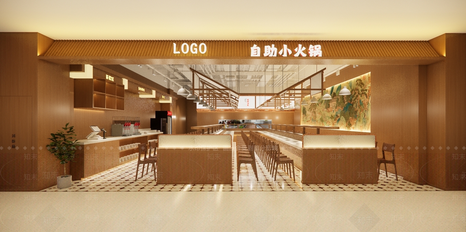 现代中式火锅店SU模型下载【ID:1196239243】