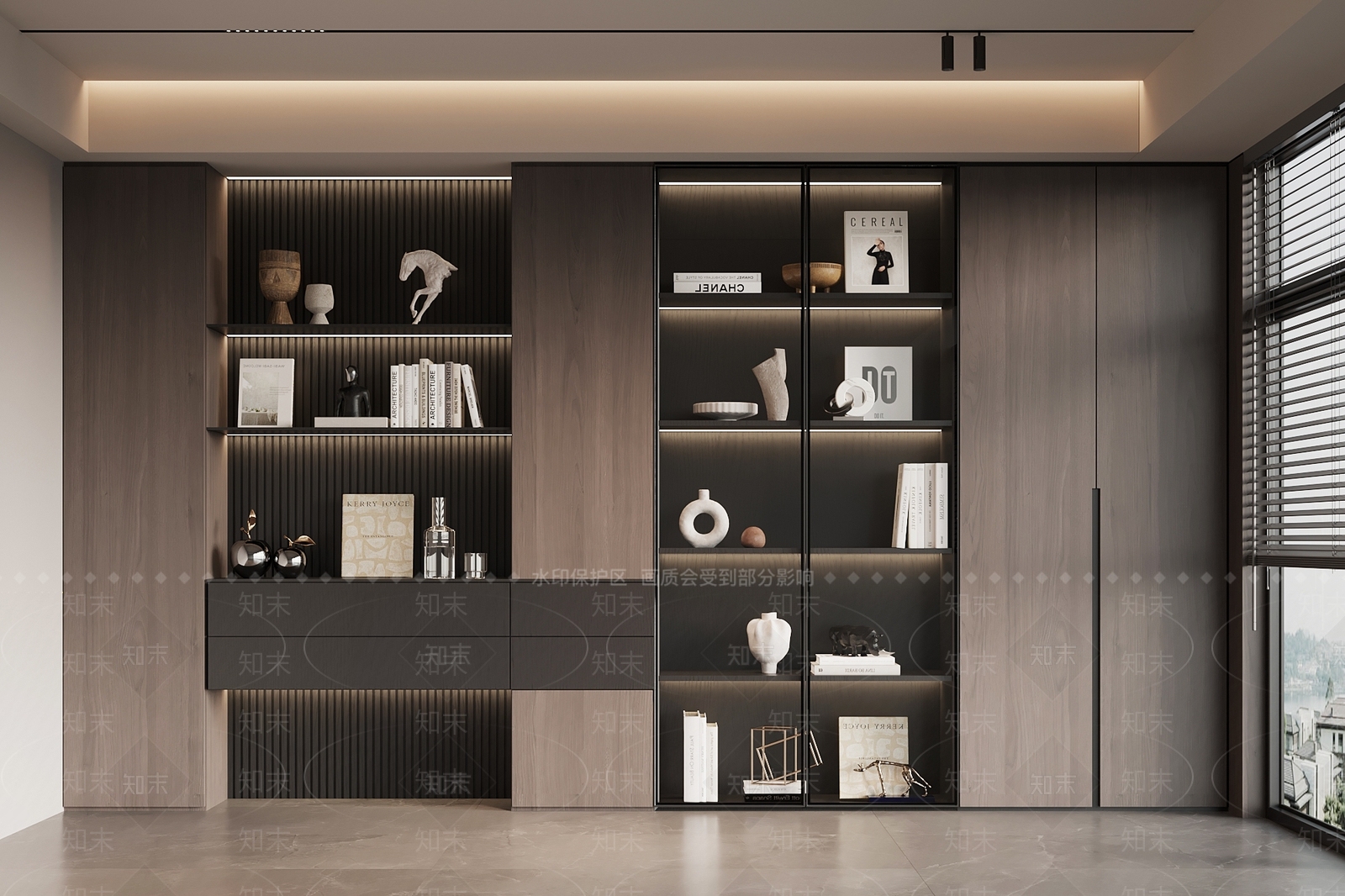 现代意式书柜SU模型下载【ID:1196241078】