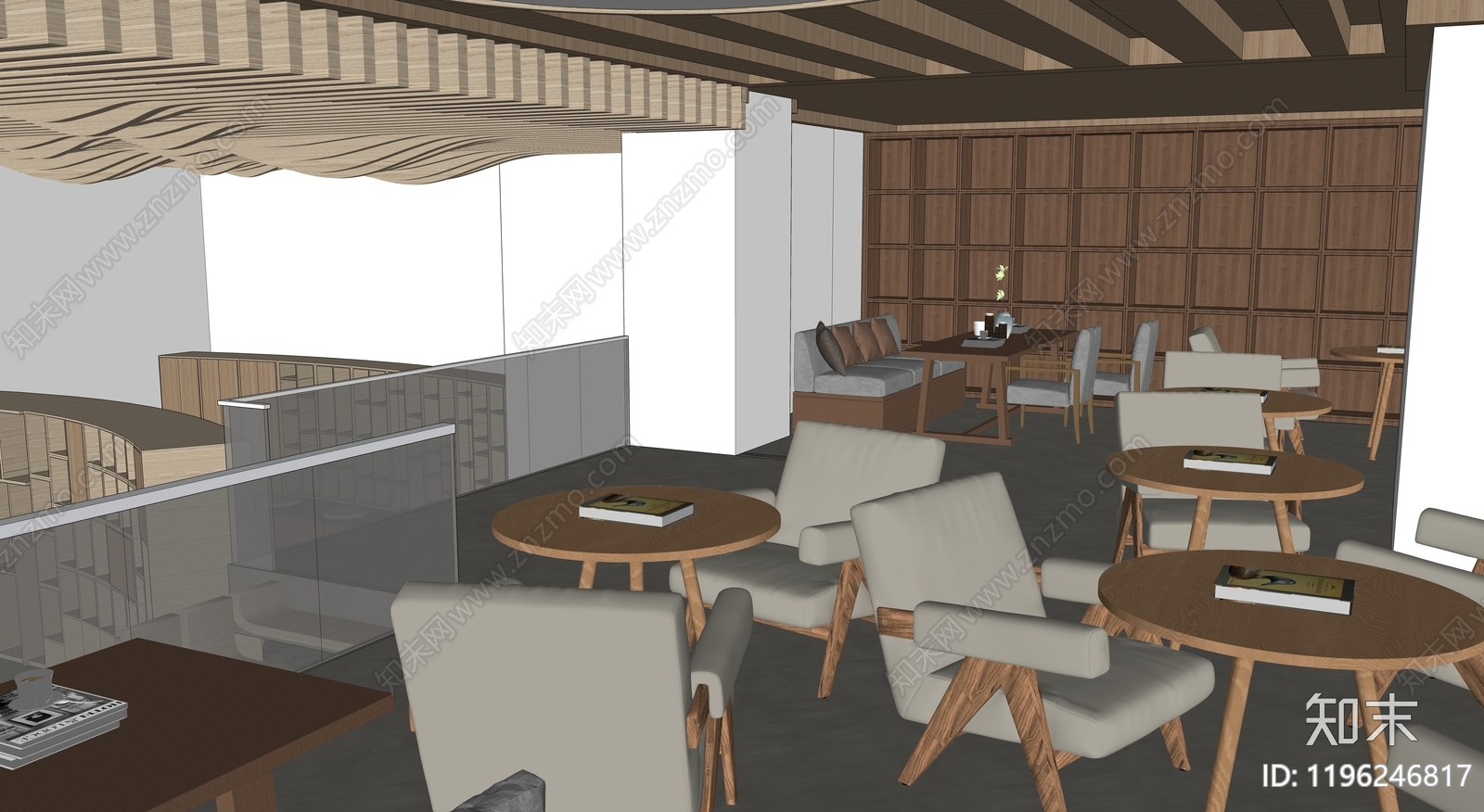 现代简约图书馆cad施工图下载【ID:1196246817】