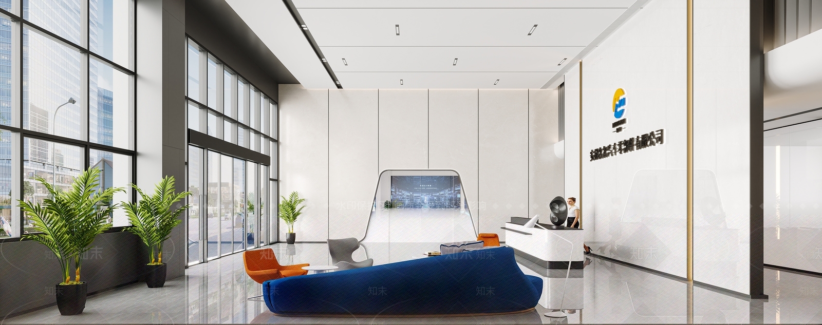 现代办公大厅3D模型下载【ID:1196249843】