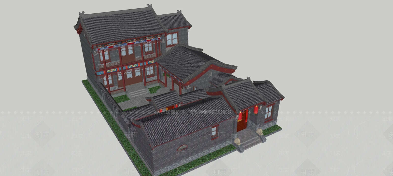 新中式中式四合院SU模型下载【ID:1196251038】