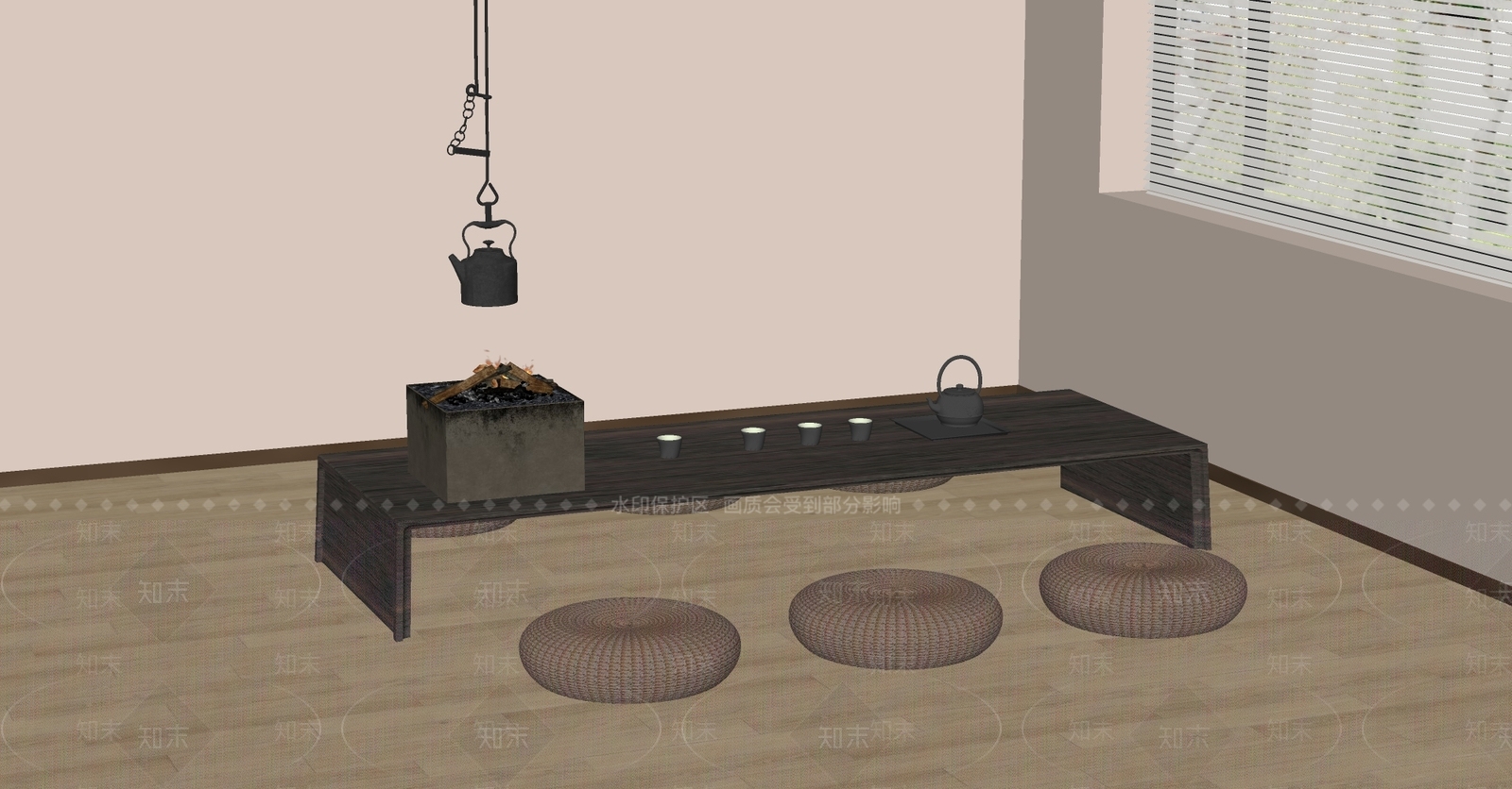 中式日式茶桌椅SU模型下载【ID:1196251836】