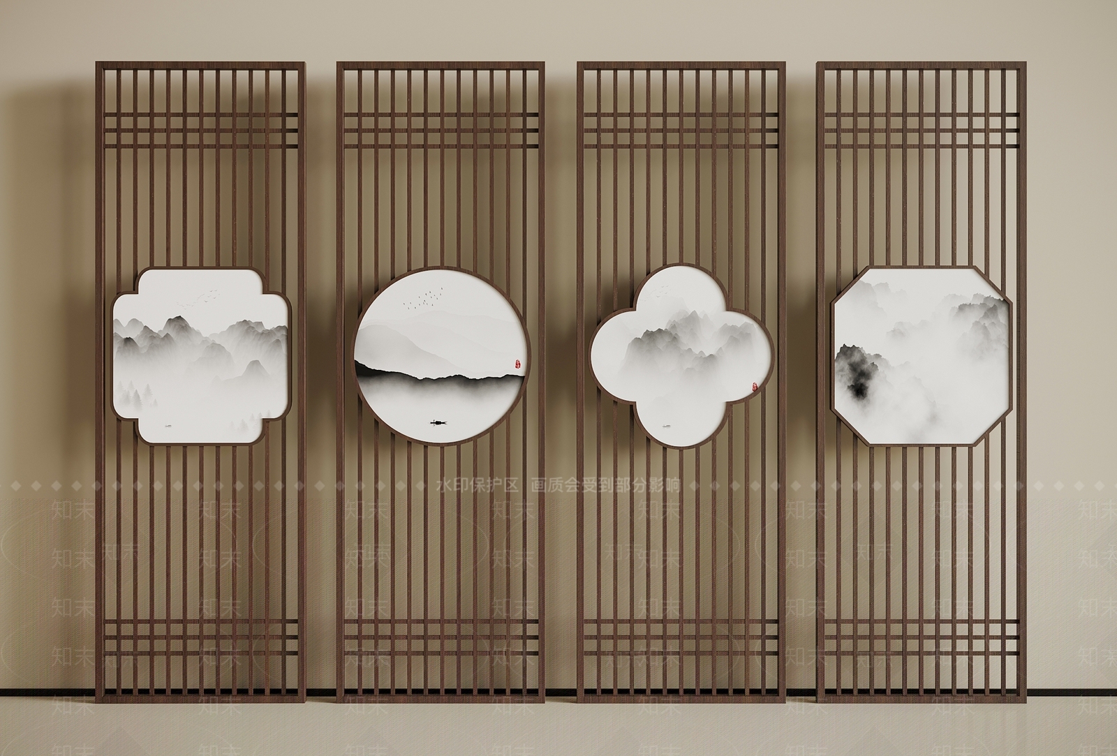 新中式隔断3D模型下载【ID:1196252951】