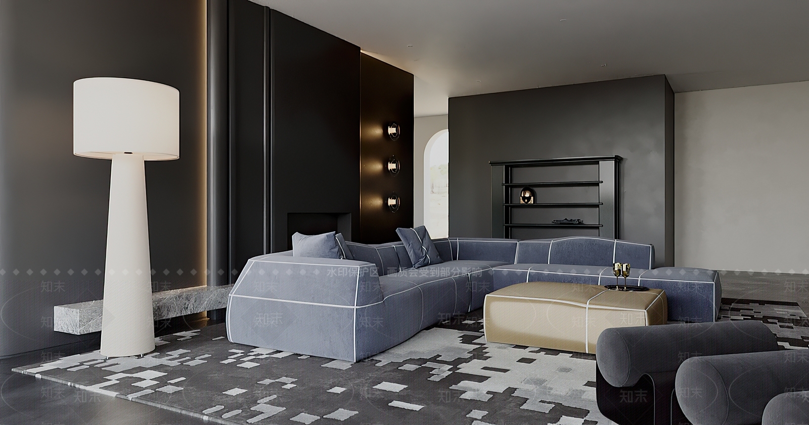 现代极简家居客厅3D模型下载【ID:1196253794】