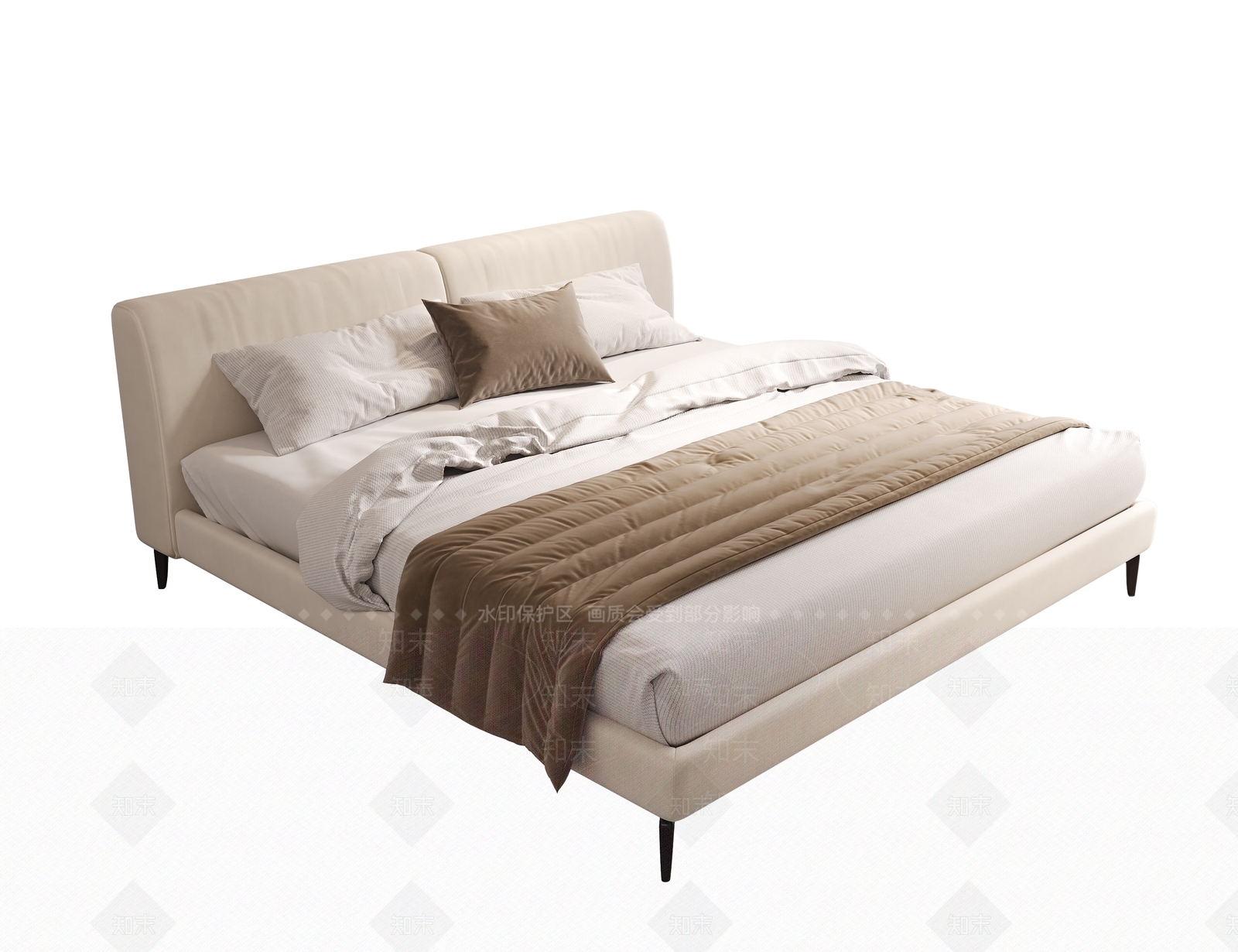 现代简约双人床3D模型下载【ID:1196255986】