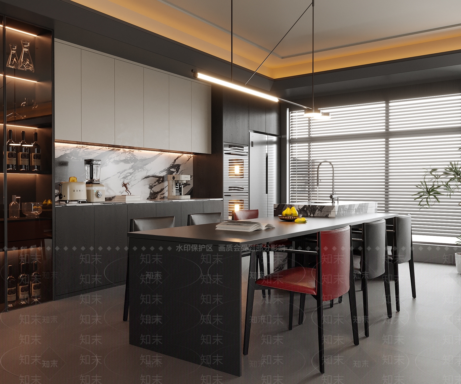 现代家居餐厅3D模型下载【ID:1196257510】