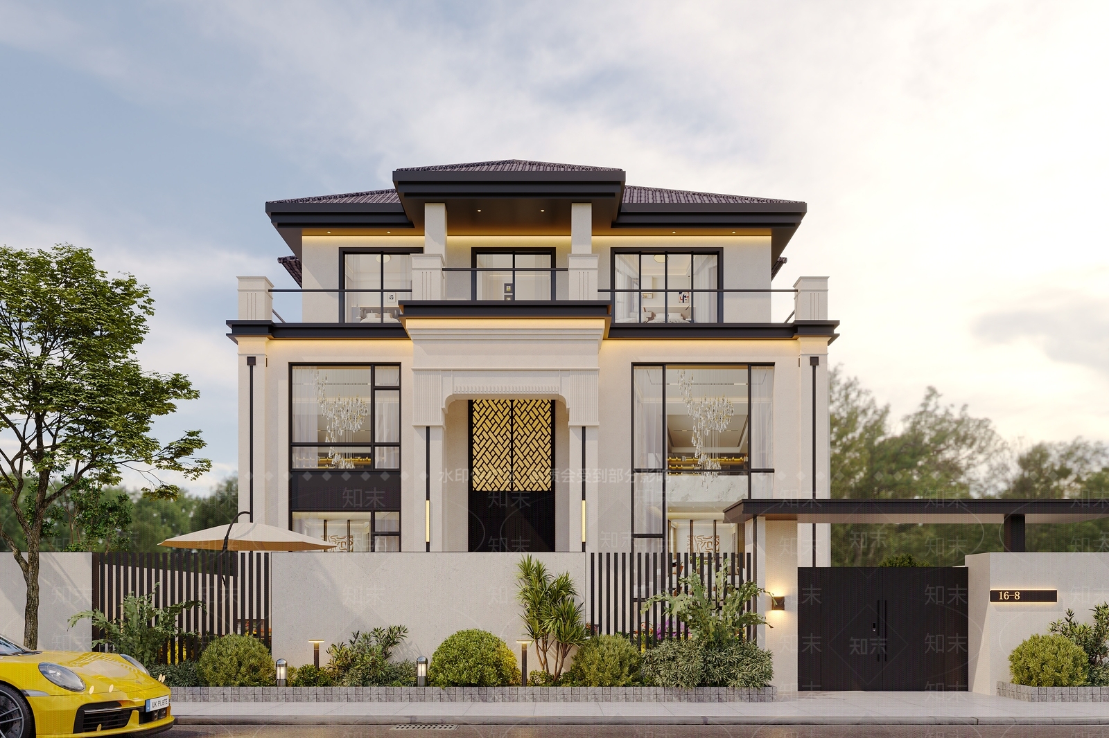 现代别墅外观3D模型下载【ID:1196261467】