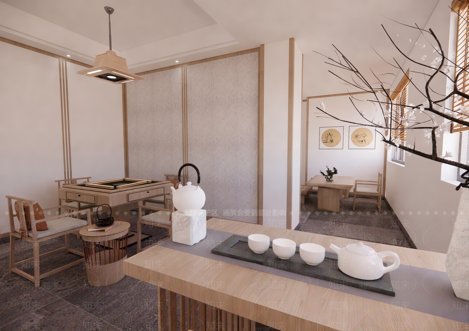 新中式简约棋牌室SU模型下载【ID:1196263257】