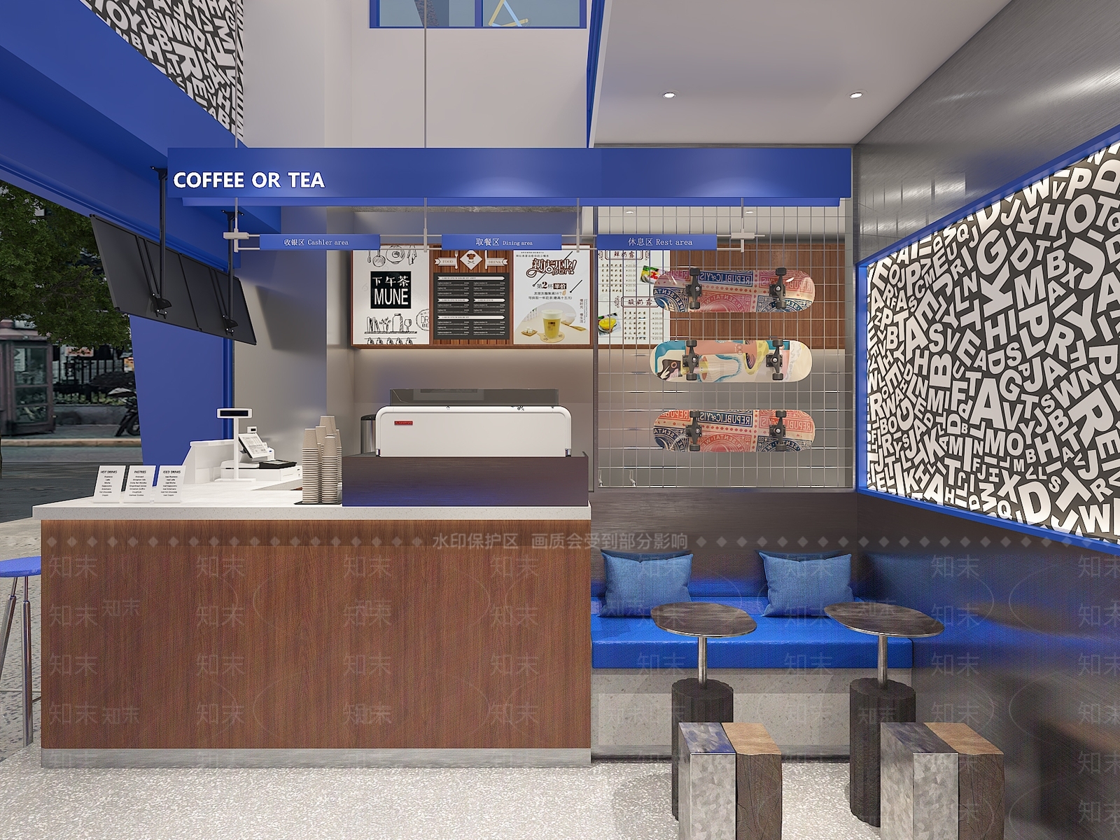 现代简约奶茶店3D模型下载【ID:1196264644】
