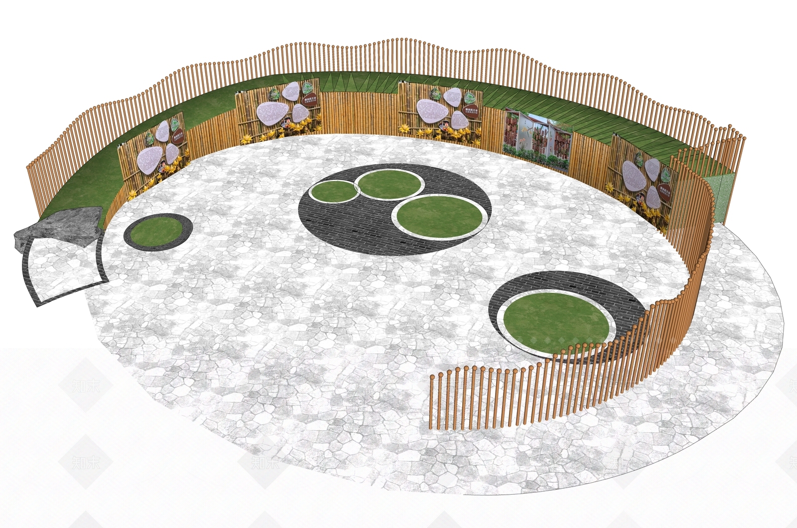 现代广场景观SU模型下载【ID:1196267315】