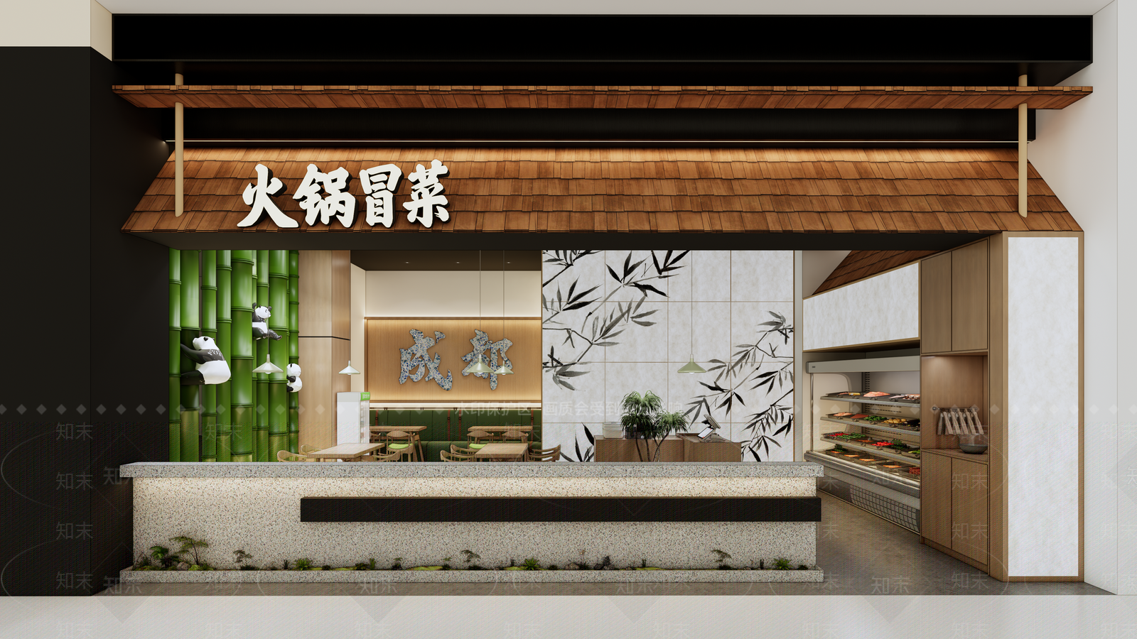 新中式中式火锅店SU模型下载【ID:1196270802】