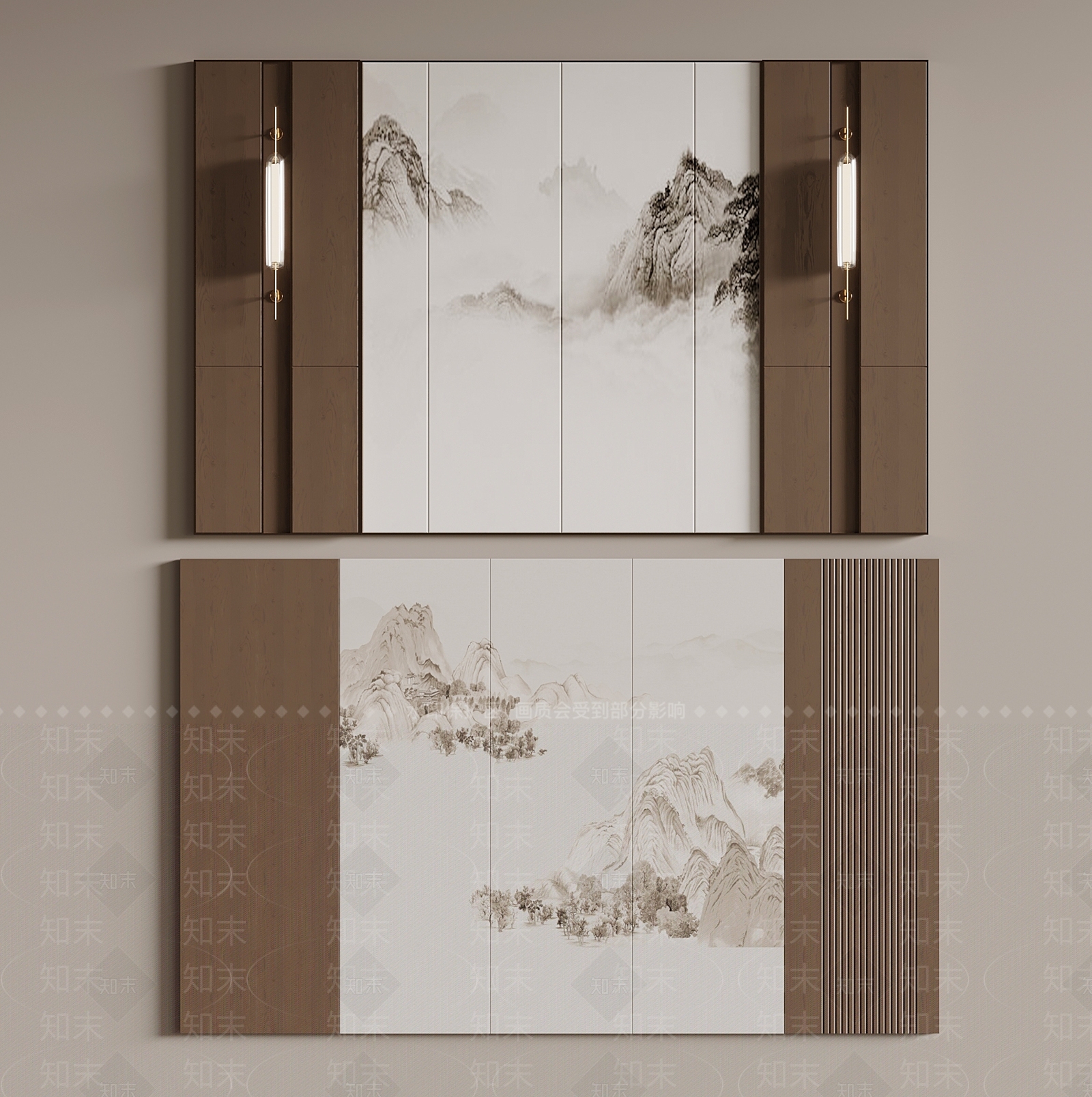 新中式背景墙SU模型下载【ID:1196274289】