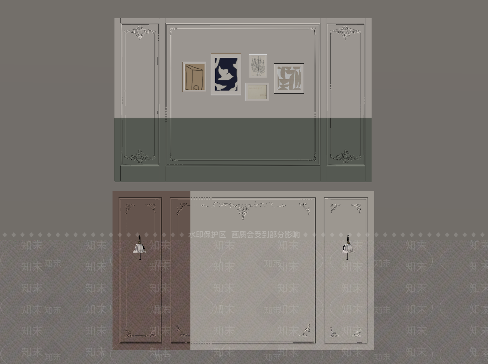 法式奶油背景墙SU模型下载【ID:1196275207】
