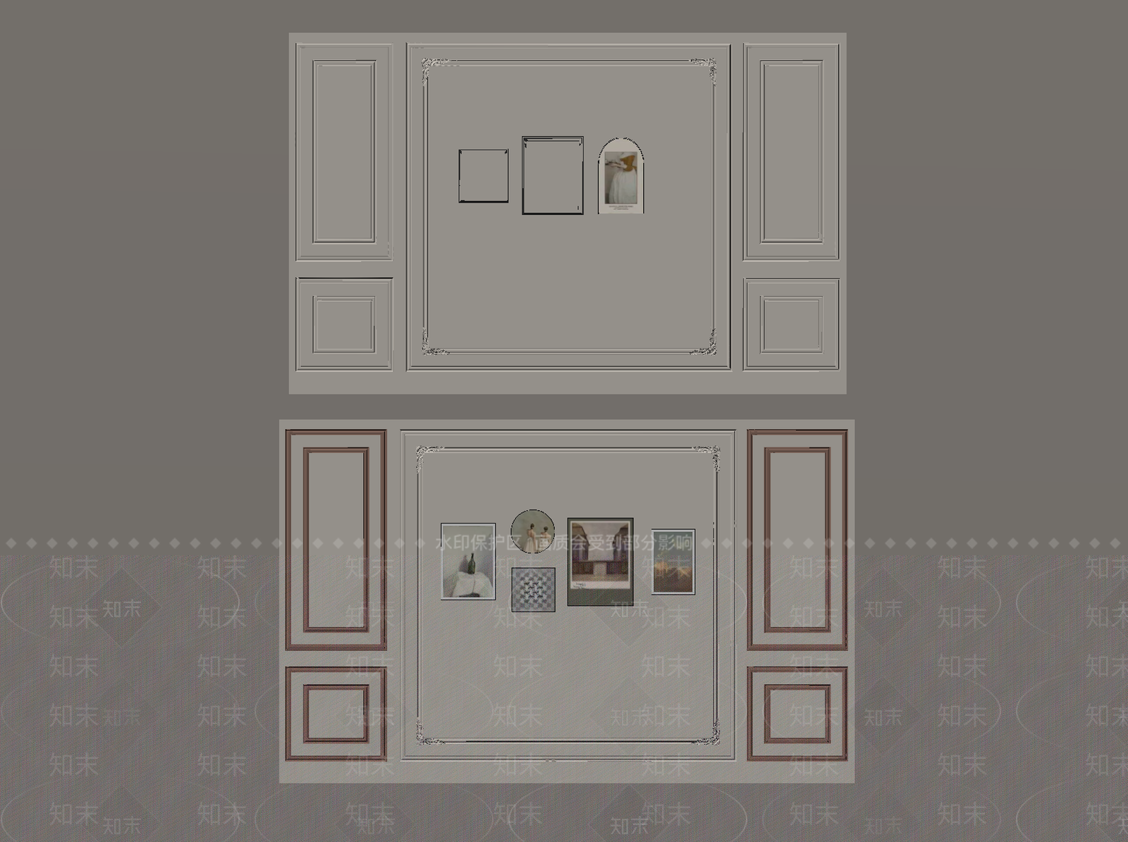 法式奶油背景墙SU模型下载【ID:1196278125】