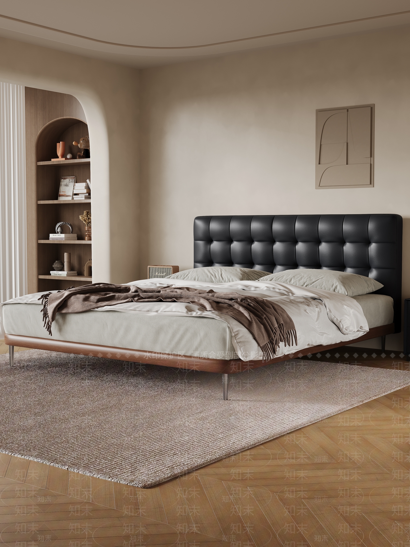 现代简约双人床3D模型下载【ID:1196278480】