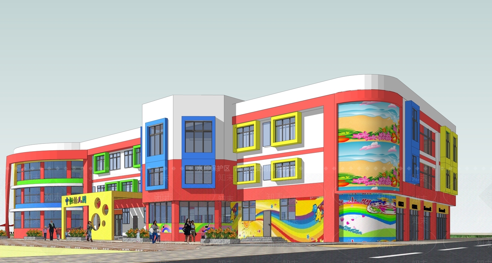 简约简欧幼儿园SU模型下载【ID:1196280197】