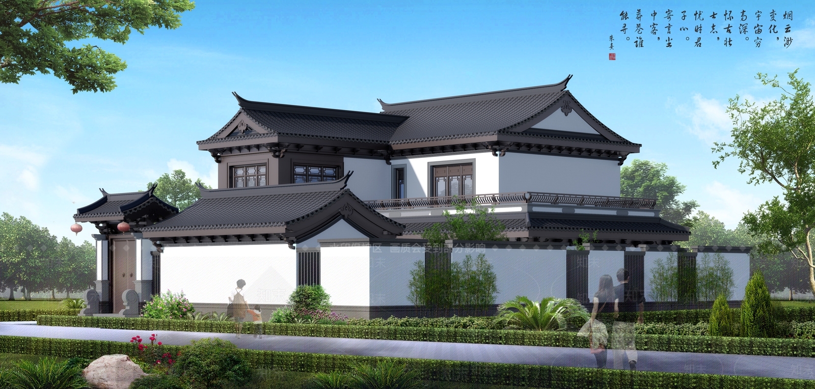 新中式中式古建筑SU模型下载【ID:1196286155】