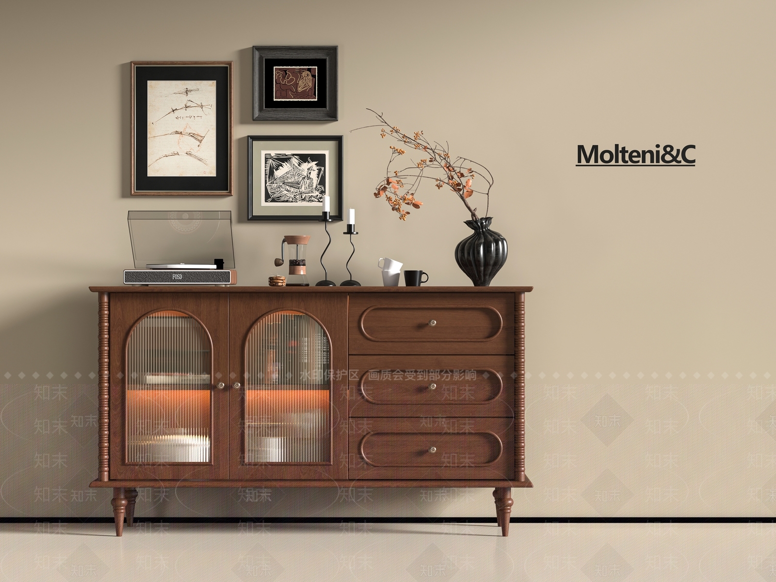 美式玄关柜3D模型下载【ID:1196286227】