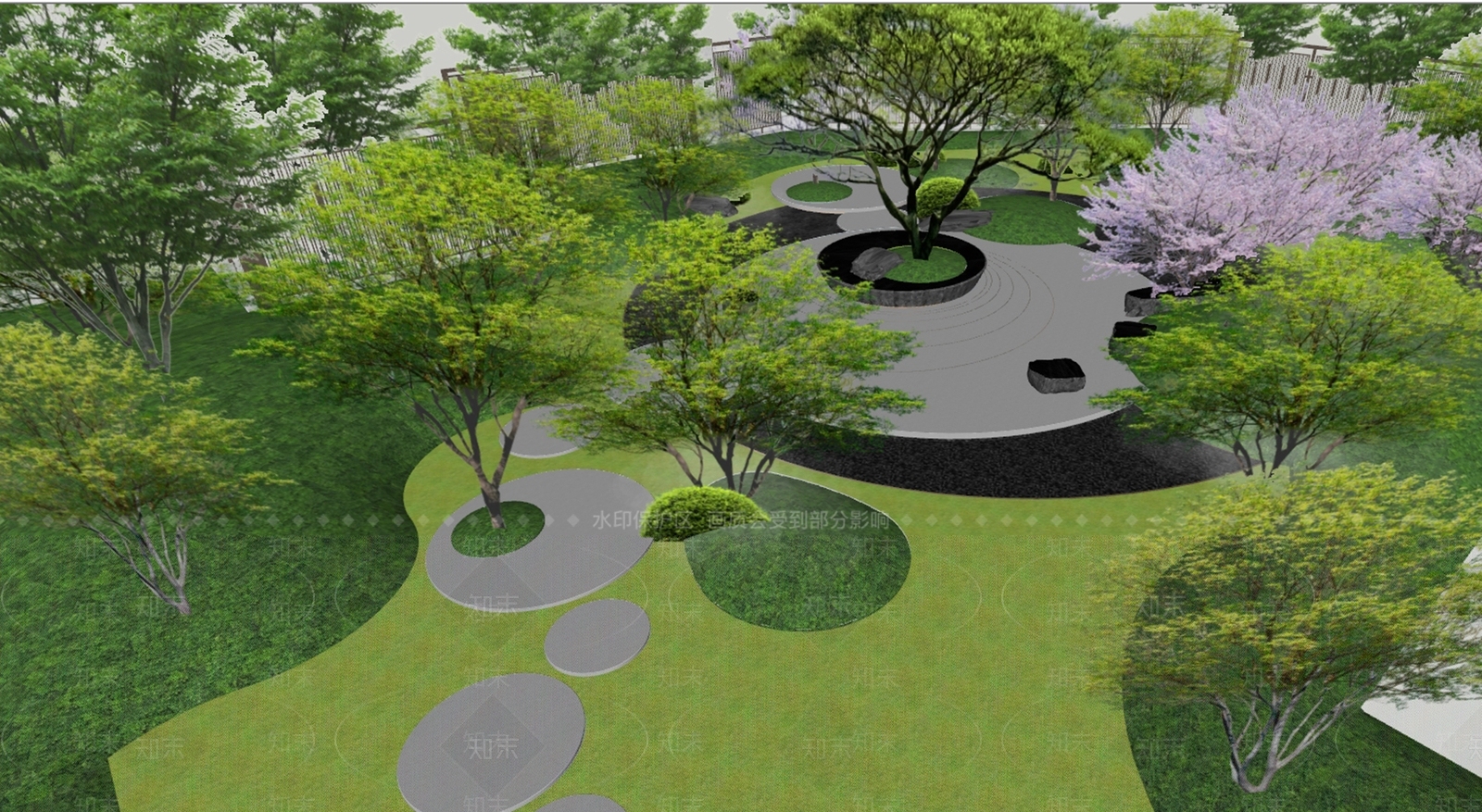 现代新中式小区景观SU模型下载【ID:1196287395】