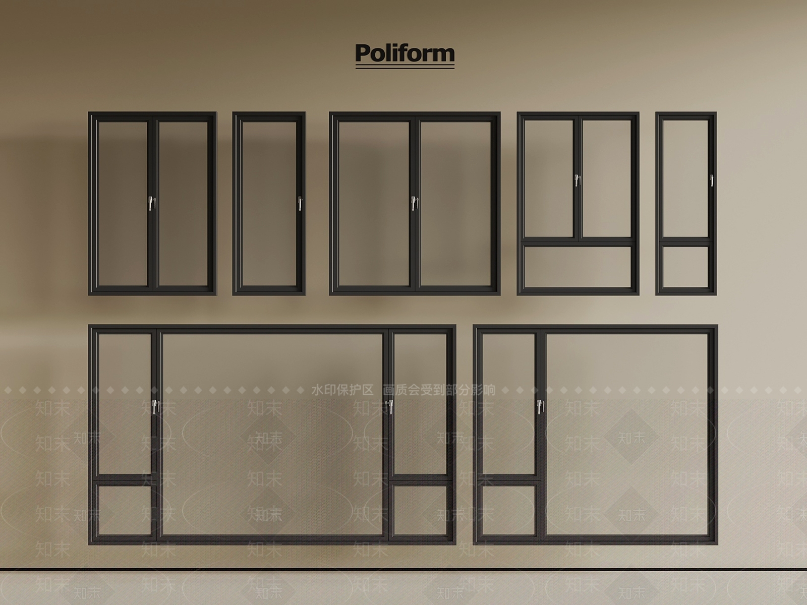 现代平开窗SU模型下载【ID:1196286995】