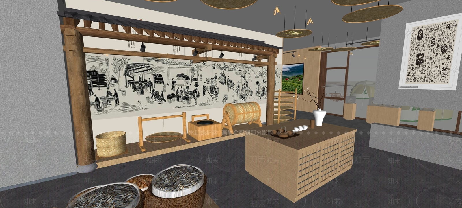 新中式现代茶馆SU模型下载【ID:1196287681】